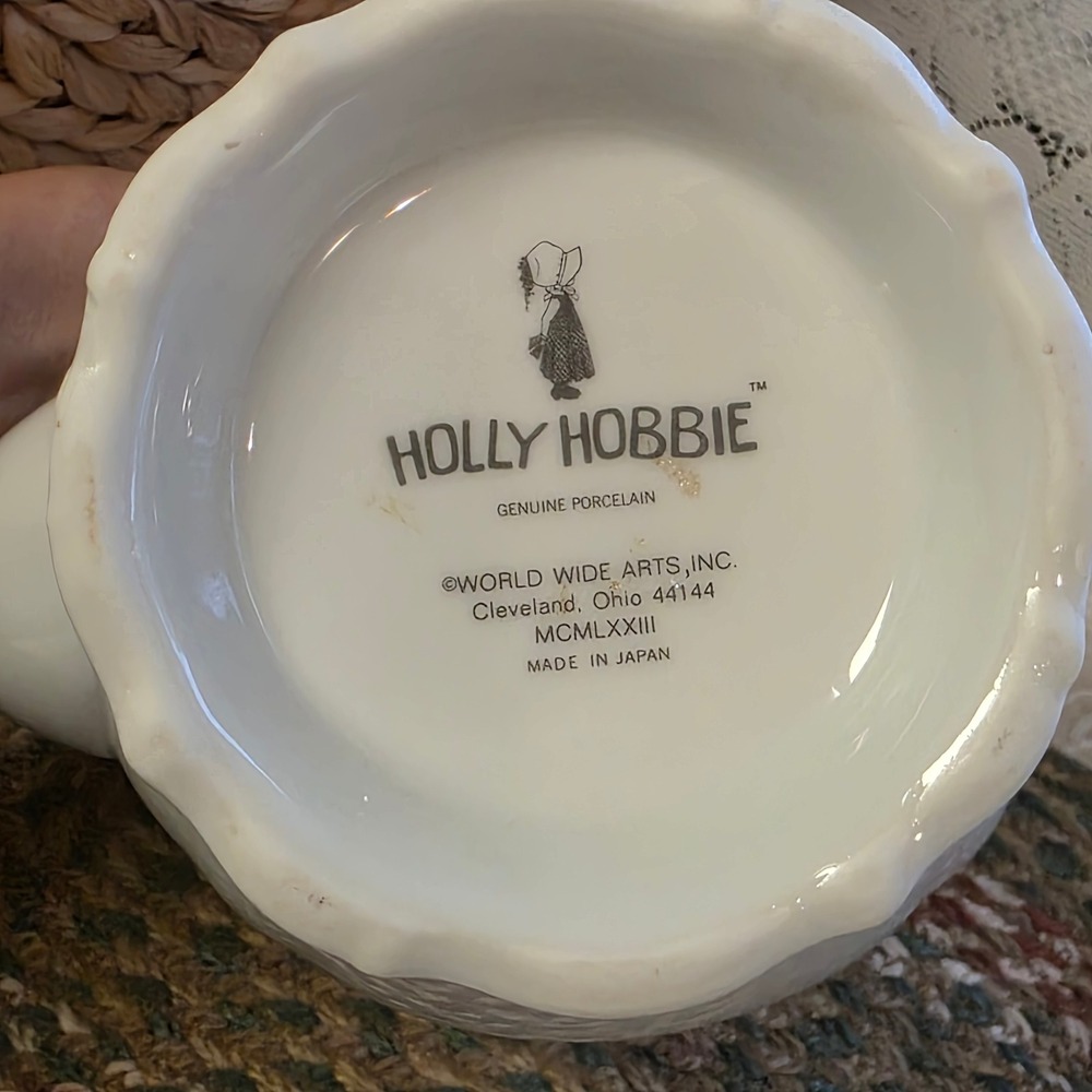 Vintage Holly Hobbie Teapot 9", "Start Each Day In A Happy Way" White 1973 - Picture 9 of 9